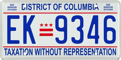 DC license plate EK9346