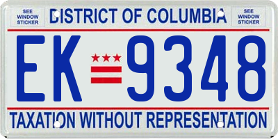 DC license plate EK9348