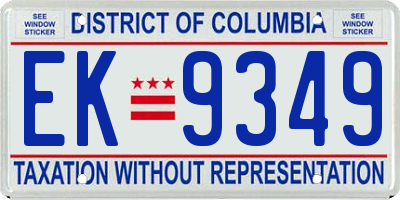 DC license plate EK9349