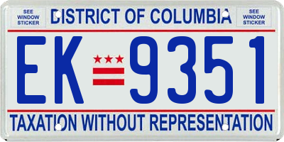 DC license plate EK9351