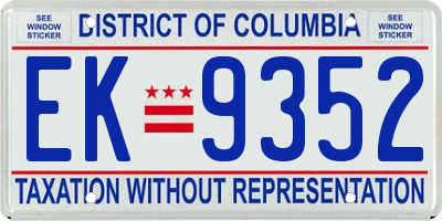 DC license plate EK9352