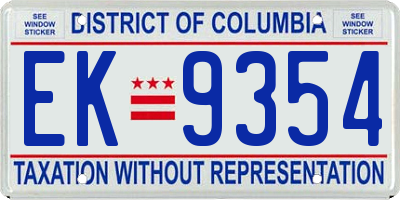 DC license plate EK9354