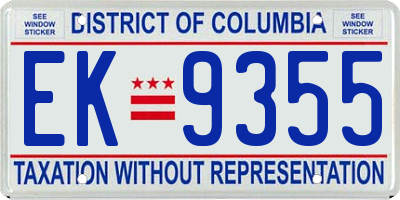 DC license plate EK9355