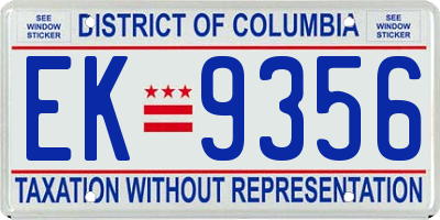 DC license plate EK9356