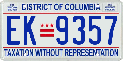 DC license plate EK9357