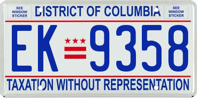 DC license plate EK9358