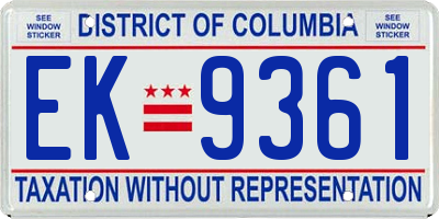 DC license plate EK9361