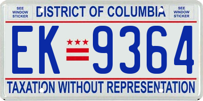 DC license plate EK9364