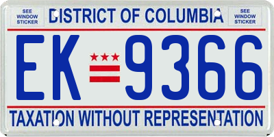 DC license plate EK9366