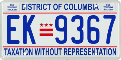 DC license plate EK9367