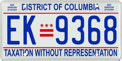 DC license plate EK9368