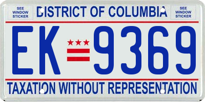 DC license plate EK9369