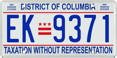 DC license plate EK9371