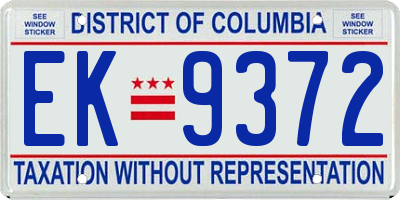 DC license plate EK9372