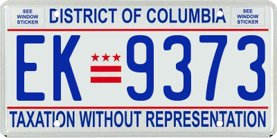 DC license plate EK9373