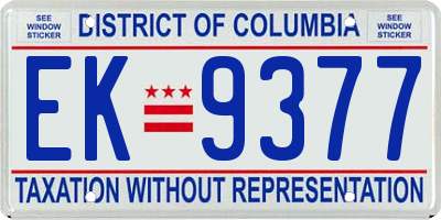 DC license plate EK9377
