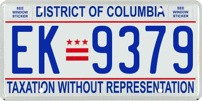 DC license plate EK9379
