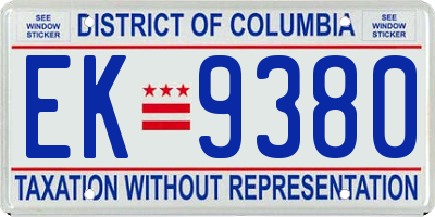 DC license plate EK9380
