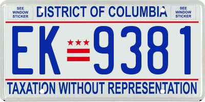 DC license plate EK9381