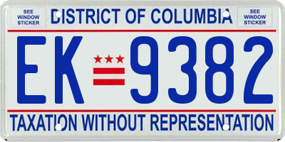 DC license plate EK9382