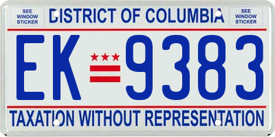 DC license plate EK9383