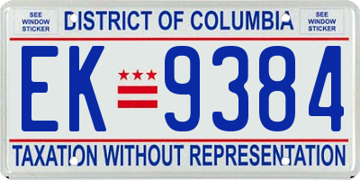 DC license plate EK9384