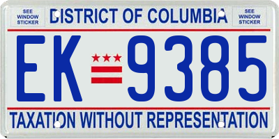 DC license plate EK9385