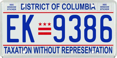 DC license plate EK9386