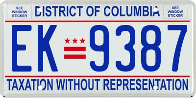 DC license plate EK9387
