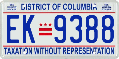 DC license plate EK9388