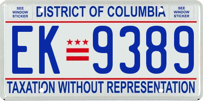 DC license plate EK9389