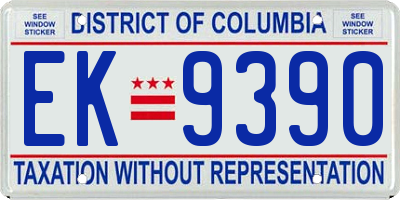 DC license plate EK9390