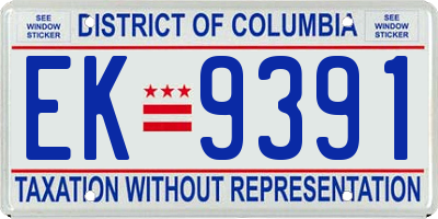 DC license plate EK9391