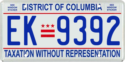 DC license plate EK9392