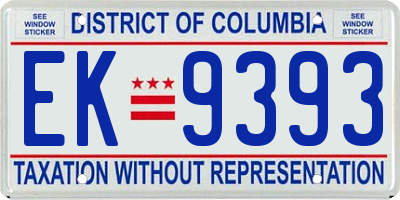 DC license plate EK9393