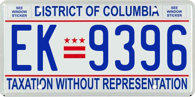 DC license plate EK9396