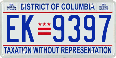 DC license plate EK9397