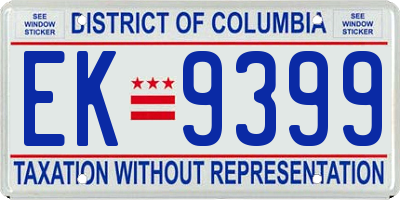 DC license plate EK9399