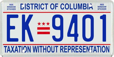 DC license plate EK9401