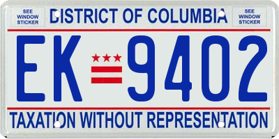 DC license plate EK9402