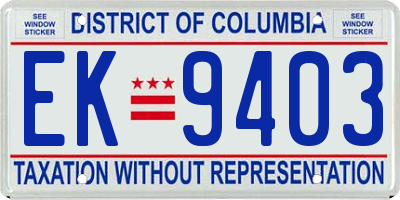 DC license plate EK9403