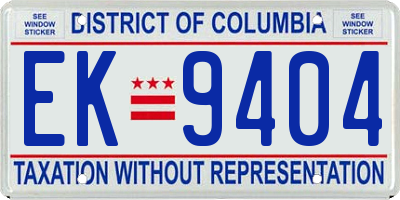DC license plate EK9404