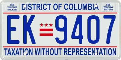 DC license plate EK9407