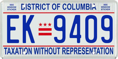 DC license plate EK9409