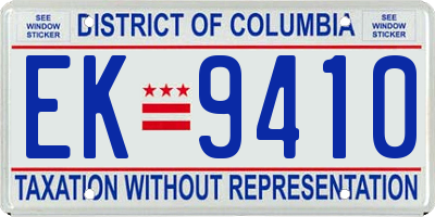 DC license plate EK9410