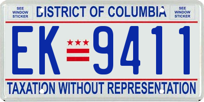 DC license plate EK9411
