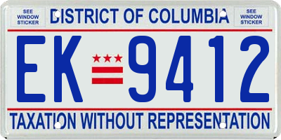 DC license plate EK9412