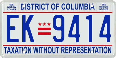 DC license plate EK9414