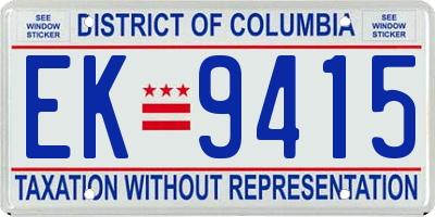DC license plate EK9415