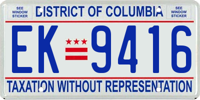 DC license plate EK9416